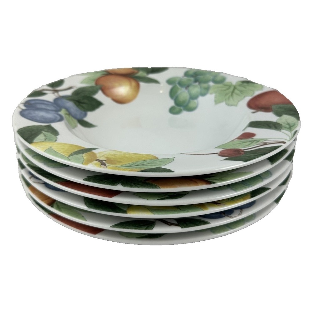 Studio Nova Orchard Jewels Rimmed Soup Bowls Fruit Y0273 9" Set Of 5